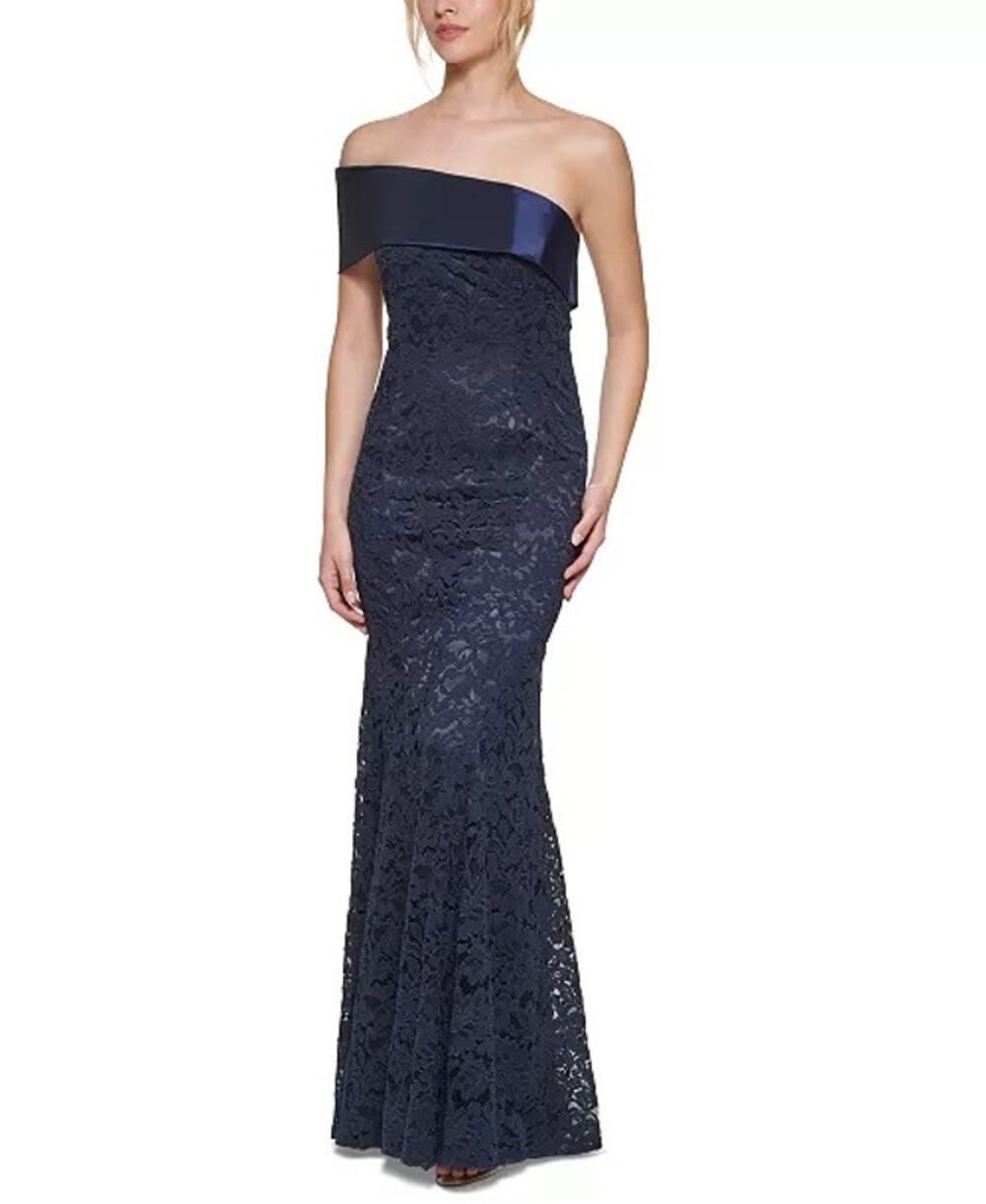 Eliza J Off Shoulder Lace Mermaid Trumpet Cocktail Evening Formal Gown Size 6